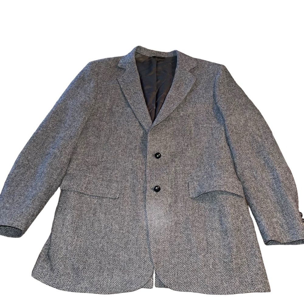 Anderson-Little Men’s Sport Jacket Blazer 100% Wool Grey Patches On Elbows